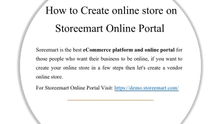 How to Create online store on Storeemart Online Portal _