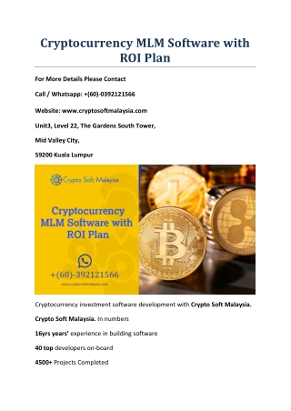 Cryptocurrency MLM software with ROI Plan (2)