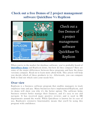QuickBase Demo Vs Replicon Demo