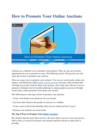 How to Promote Your Online Auctions