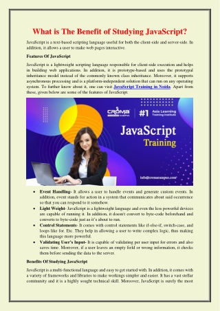 What is The Benefit of Studying JavaScript