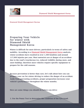Preparing Your Vehicle for winter with Diamond Shield Management Korea