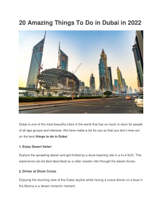 20 Amazing Things To Do in Dubai in 2022
