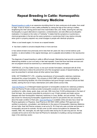 Repeat Breeding In Cattle_ Homeopathic Veterinary Medicine