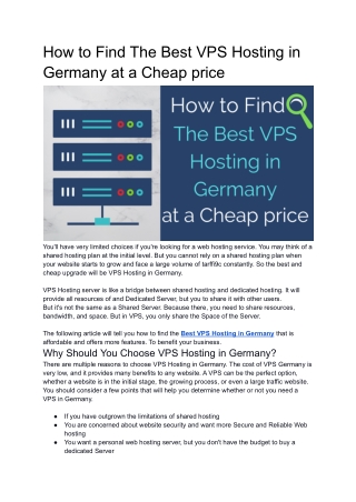 How to Find The Best VPS Hosting in Germany at a Cheap price