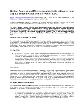 Medical Cameras and Microscopes Market