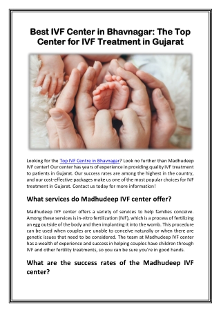 Best IVF Center in Bhavnagar-The Top Center for IVF Treatment in Gujarat
