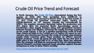 Crude Oil Supply in Global Market