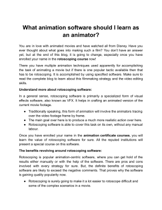 What animation software should I learn as an animator