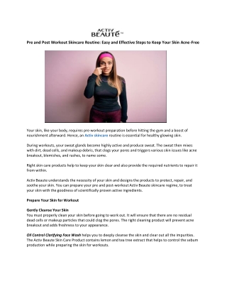 Pre and Post Workout Skincare Routine Easy and Effective Steps to Keep Your Skin Acne-Free