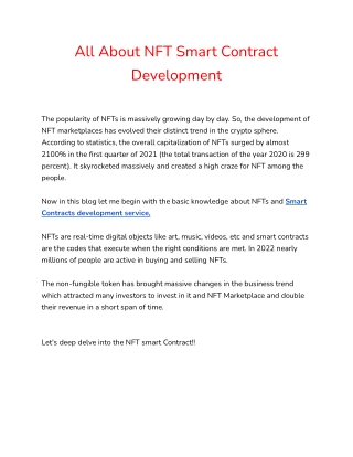 All About NFT Smart Contract Development