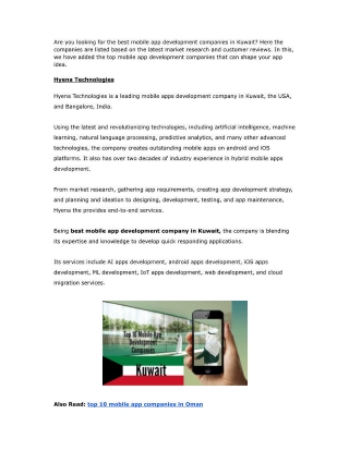 Top 10 App Development Companies in Kuwait