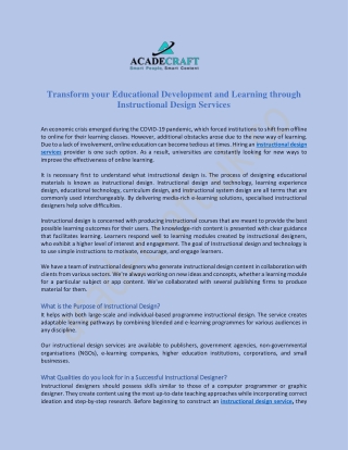 Instructional design services