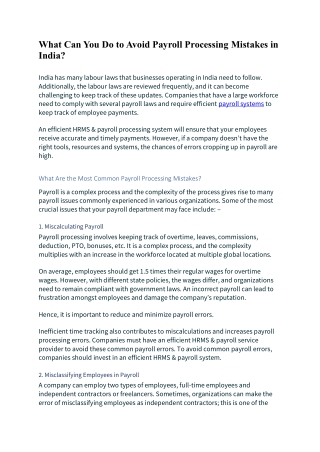 What Can You Do to Avoid Payroll Processing Mistakes in India?