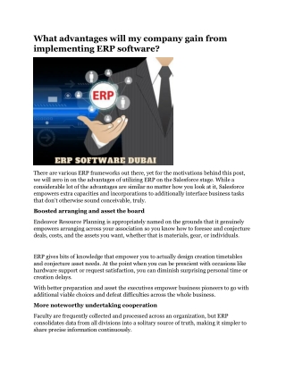 What advantages will my company gain from implementing ERP software