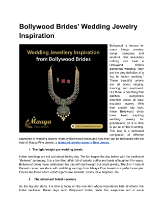 Wedding Jewelry Inspiration from Bollywood Brides