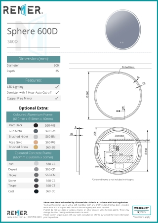 Circle Bathroom Mirrors SPHERE - D