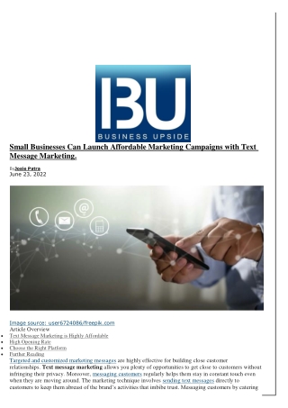 Small Businesses Can Launch Affordable Marketing Campaigns with Text Message Mar