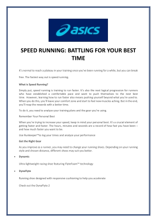 SPEED RUNNING BATTLING FOR YOUR BEST TIME