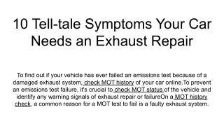 10 Tell-tale Symptoms Your Car Needs an Exhaust Repair