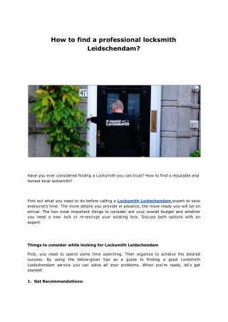 How to find a professional locksmith Leidschendam.ppt