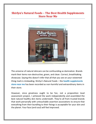 Shirlyn’s Natural Foods – The Best Health Supplements Store Near Me