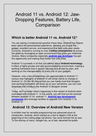 Android 11 vs. Android 12: Jaw-Dropping Features, Battery Life, Comparison