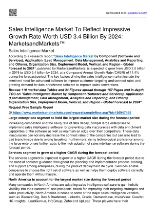 Sales Intelligence Market Set for Rapid Growth Of USD 3.4 billion By 2024: MnM