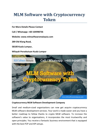 MLM Software with Cryptocurrency TOKEN