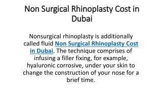 Non Surgical Rhinoplasty Cost in Dubai