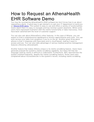 How to Request an AthenaHealth EHR Software Demo?