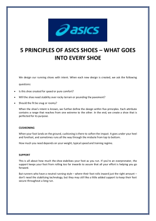 5 PRINCIPLES OF ASICS SHOES – WHAT GOES INTO EVERY SHOE