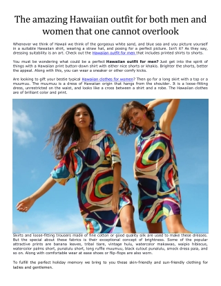 The amazing Hawaiian outfit for both men and women that one cannot overlook