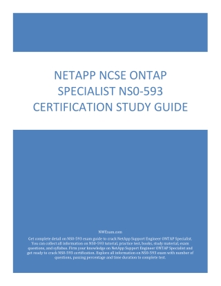 NetApp NCSE ONTAP Specialist NS0-593 Certification Study Guide PDF