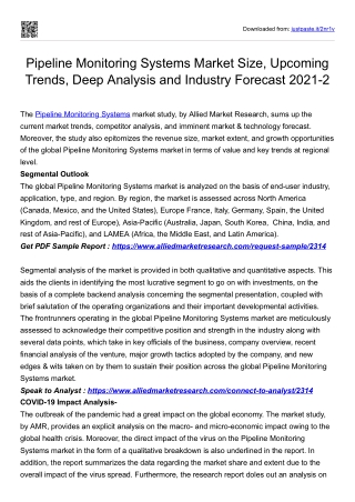 Pipeline Monitoring Systems Market analysis By 2030