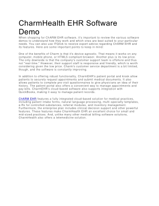 CharmHealth EHR Software Demo
