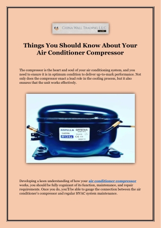 Things You Should Know About Your Air Conditioner Compressor