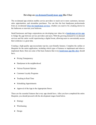 Develop an on-demand handyman app like Uber - TeamForSure