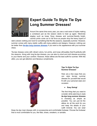 Look Admirable With Tie-Dye Long Summer Dresses