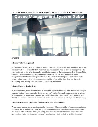 Queue Management System Dubai