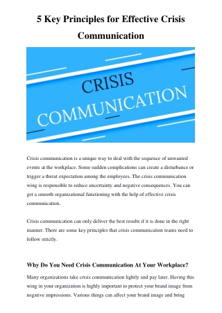 5 Key Principles for Effective Crisis Communication