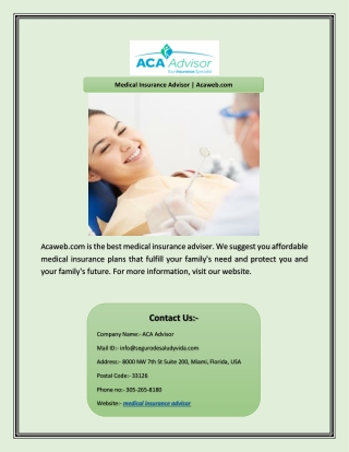 Medical Insurance Advisor | Acaweb.com