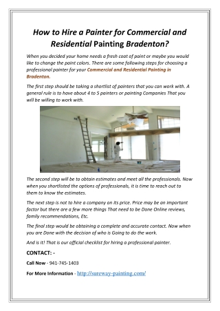 Best Painter for Commercial and Residential Painting Bradenton.