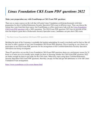 Linux Foundation CKS Exam PDF questions 2022