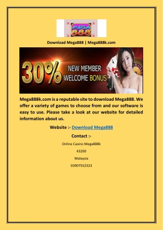 Download Mega888 | Mega888k.com