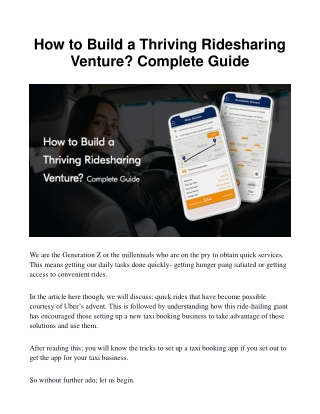 How to Build a Thriving Ridesharing Venture Complete Guide