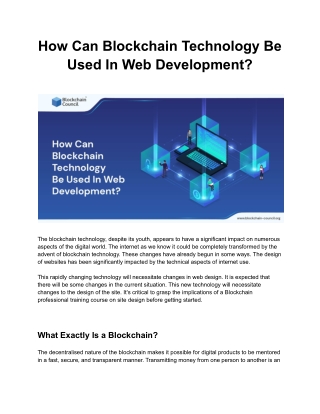 How Can Blockchain Technology Be Used In Web Development