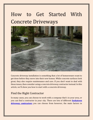 How to Get Started With Concrete Driveways
