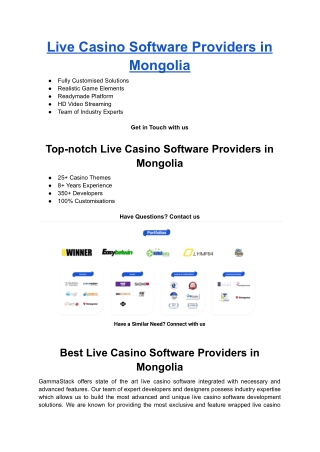 Live Casino Software Providers in Mongolia