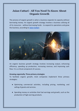 Jaian Cuttari - All You Need To Know About Organic Growth